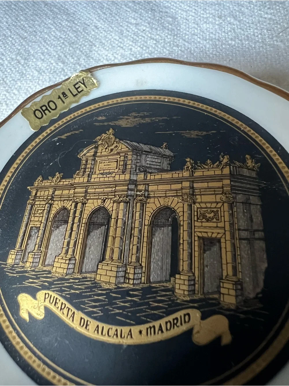 Puerta de Alcalá Madrid Decorative Trinket Dish with Gold Accent